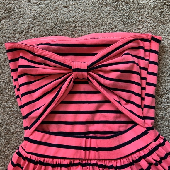 Pink and Navy Striped Strapless Sundress - Picture 3 of 5